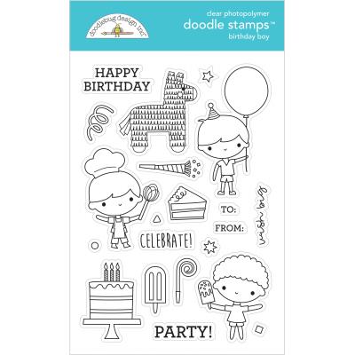 Doodlebug Party Time Clear Stamps - Birthday Boy